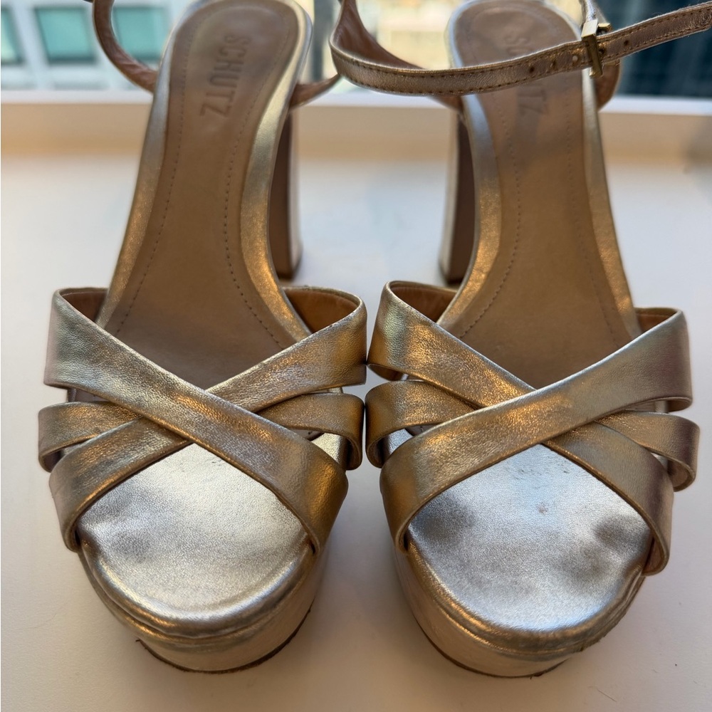 SCHUTZ Women's Gold Platform Sandals